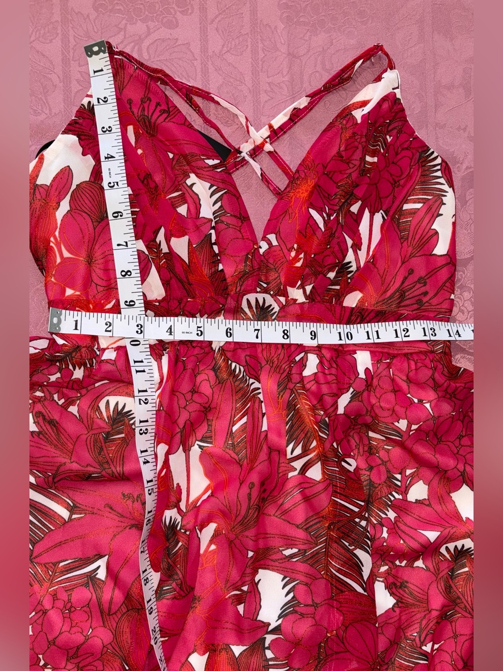 Forever 21 Women’s Red Floral Maxi Dress - Sleeveless V-Neck - Picture 5 of 8